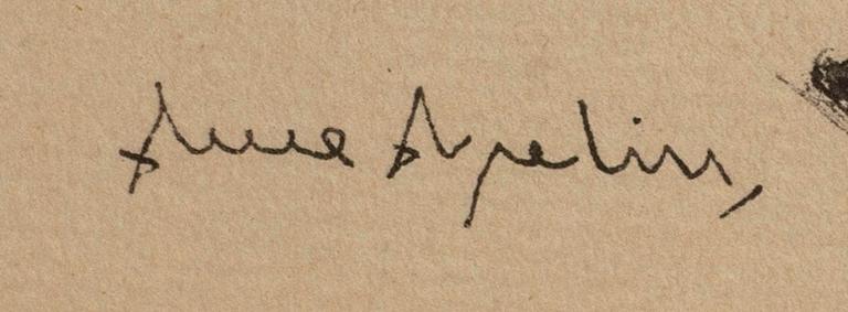 ARNE ASPELIN, teckning tusch signerad.