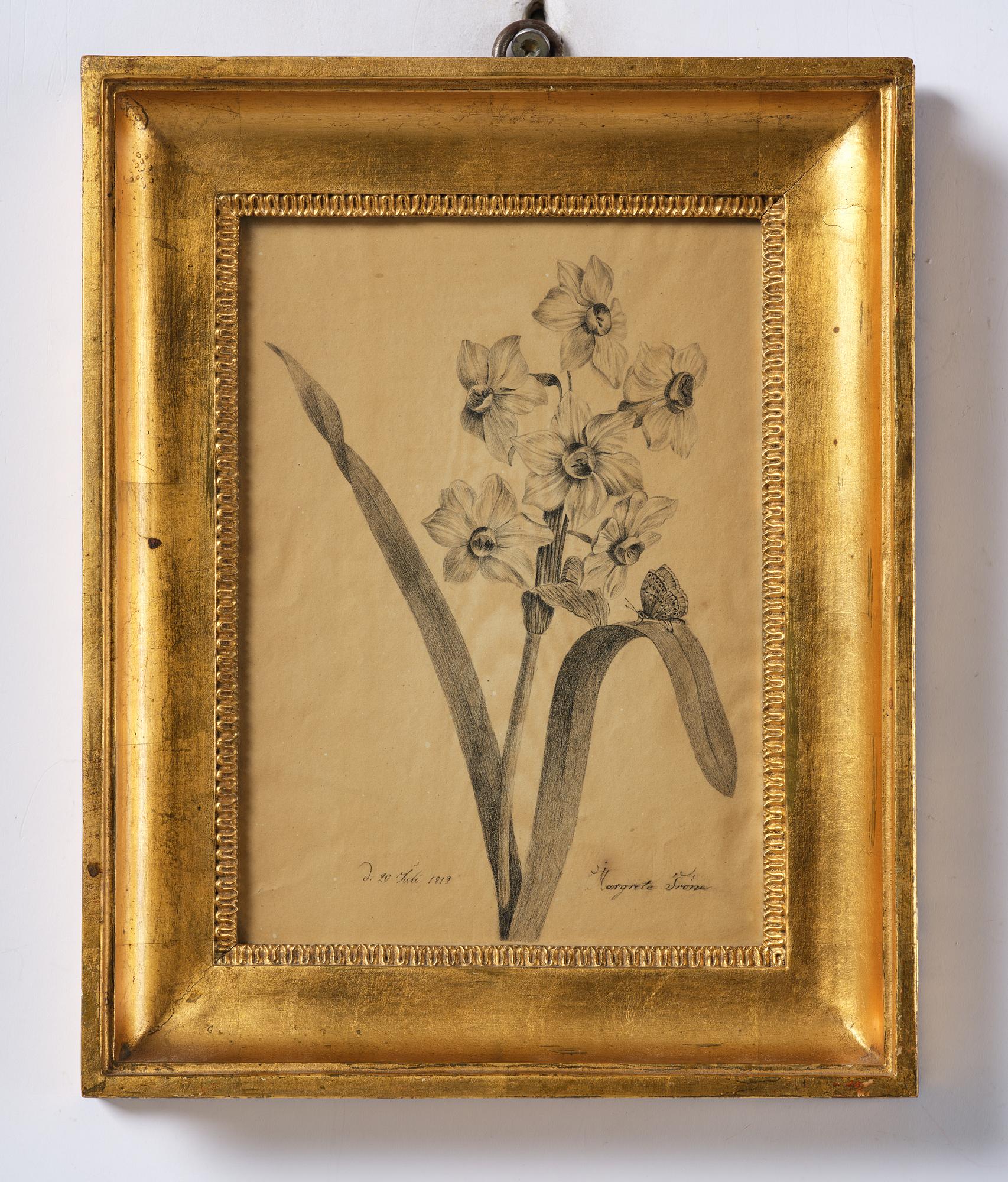 Ramar, ett  par, Sverige, tidigt 1800-tal, Empire, med blomsterstudier av Margareta Tröne (1804-1830).