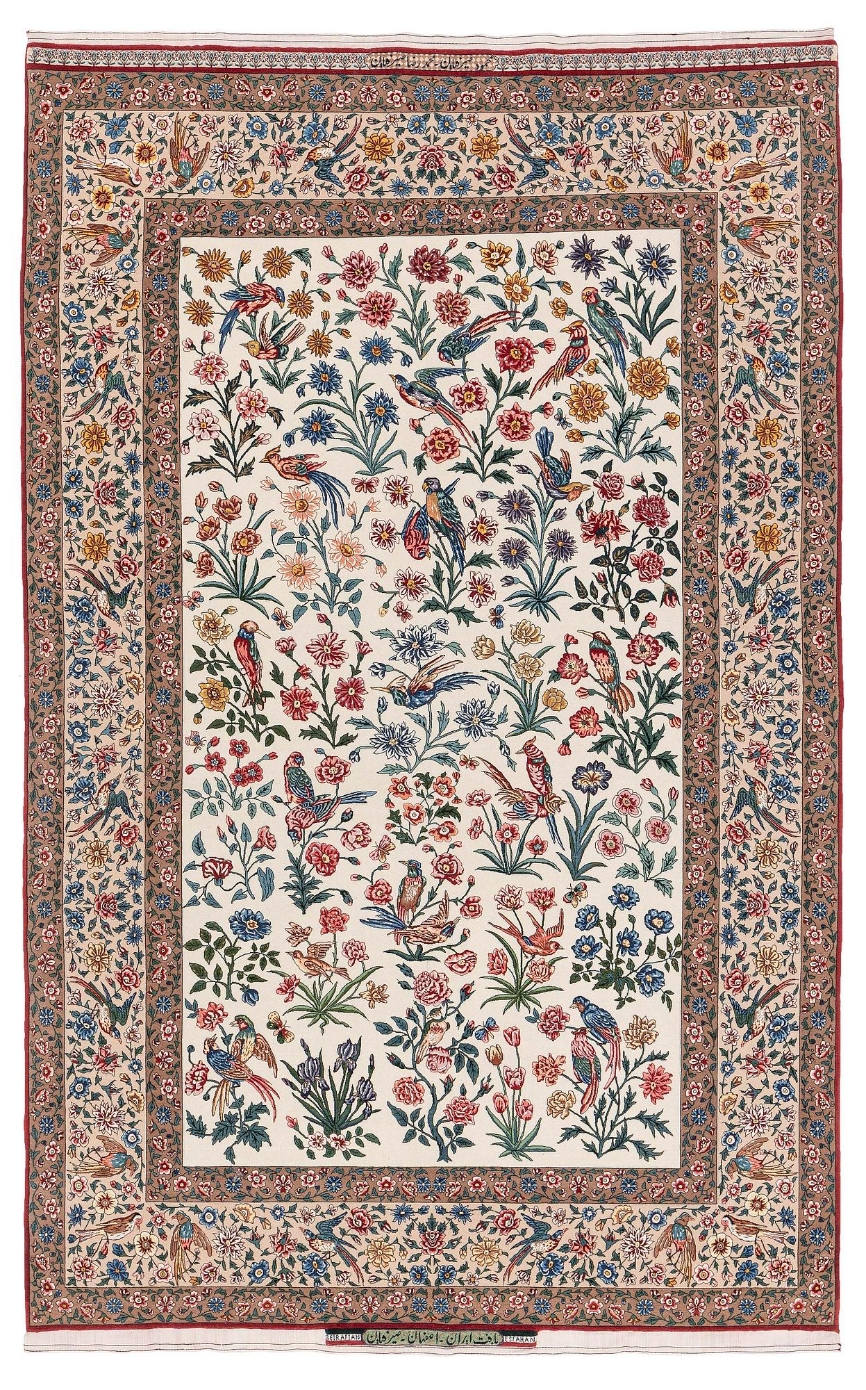 A, 'Golo Bolbol' rug, Isfahan, signed (Mahmoud and Mohammad Reza) Seirafian, c. 230 x 147 cm.