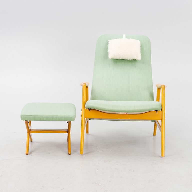 Alf Svensson, a "Contour-Set 327" armchair with ottoman, Ljungs Industrier, Sweden, 1950's.