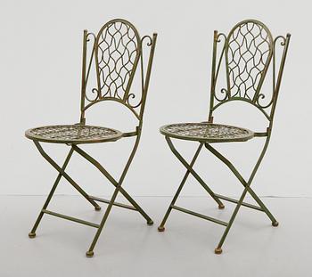 TRÄDGÅRDSBORD OCH STOLAR, 5 delar, metall, 1900-/2000-tal.