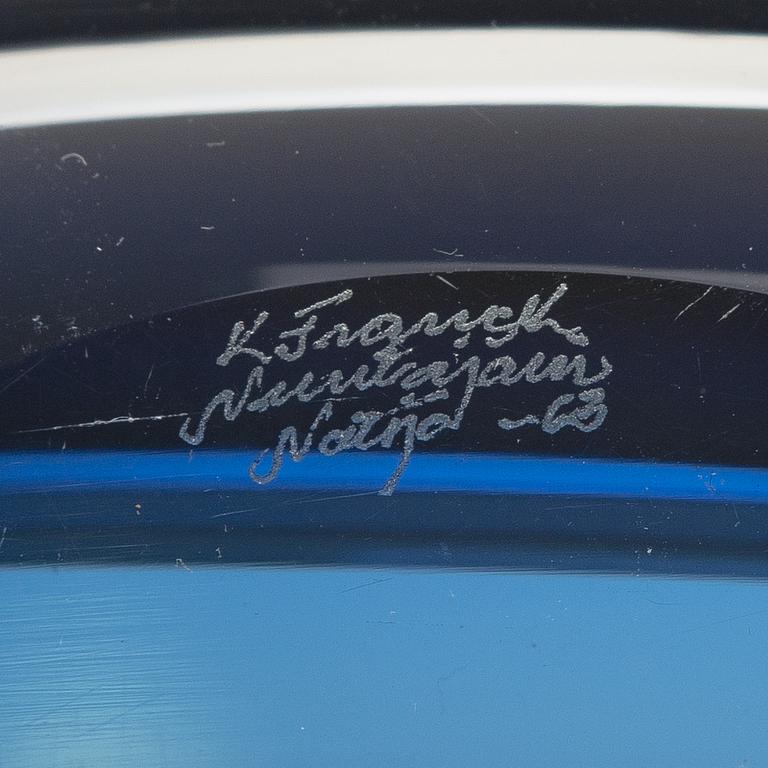 Kaj Franck,  lasiveistos, "Lansetti", signeerattu K. Franck Nuutajärvi Notsjö -63.