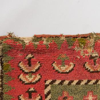 A Finnish folkart long pile ryijy.rug dated 1836. Circa 180 x 140 cm.