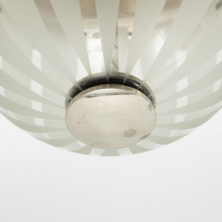 A chrome and glass ceiling light, 1930's.