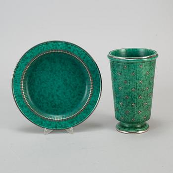 'Argenta' vase and plate, Gustavsberg.