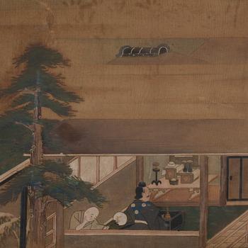 Okänd konstnär, diptyk, del av Makimono. Japan, Edo (1603-1868).