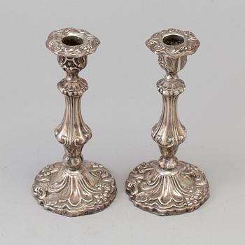 A pair of silver candlesticks probably by Carl Fredrik Hultbom, Stockholm 1848.