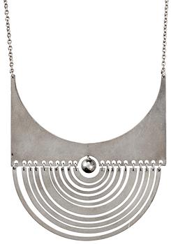 Tapio Wirkkala, A Tapio Wirkkala sterling pendant 'Half-Moon' and chain by Nils Westerback, Helsinki 1972.