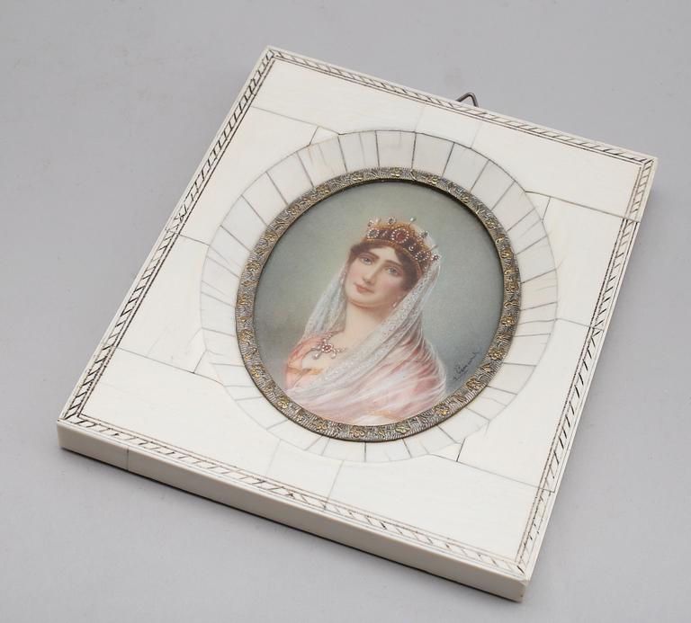 MINIATYR, gouache, otydligt signerad, 1900-talets första hälft.