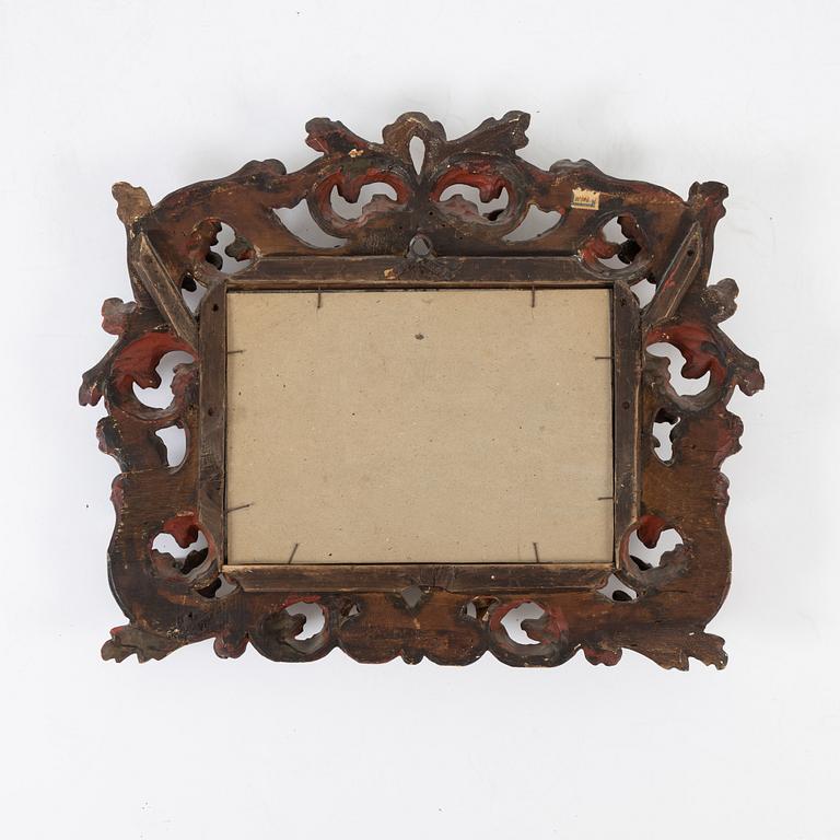 A presumably Italian Giltwood mirror, 18th century.