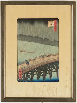 UTAGAWA HIROSHIGE (1797-1858), efter, färgträsnitt. Japan, 1900-tal.