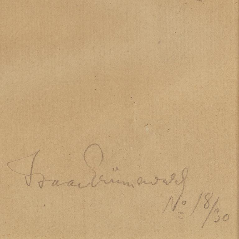 Isaac Grünewald, litografi, signerad 18/30.
