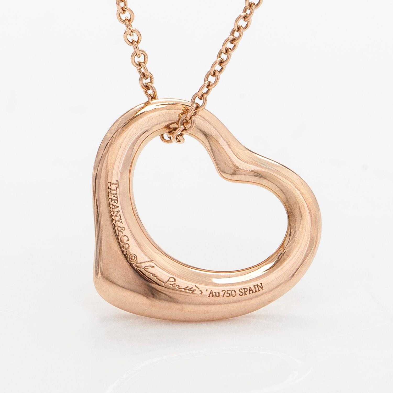 Tiffany & Co, Elsa Peretti, an 18K rose gold 'Open Heart' necklace.