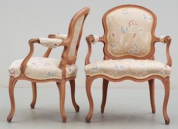 A pair of Swedish Rococo 18th century armchairs.