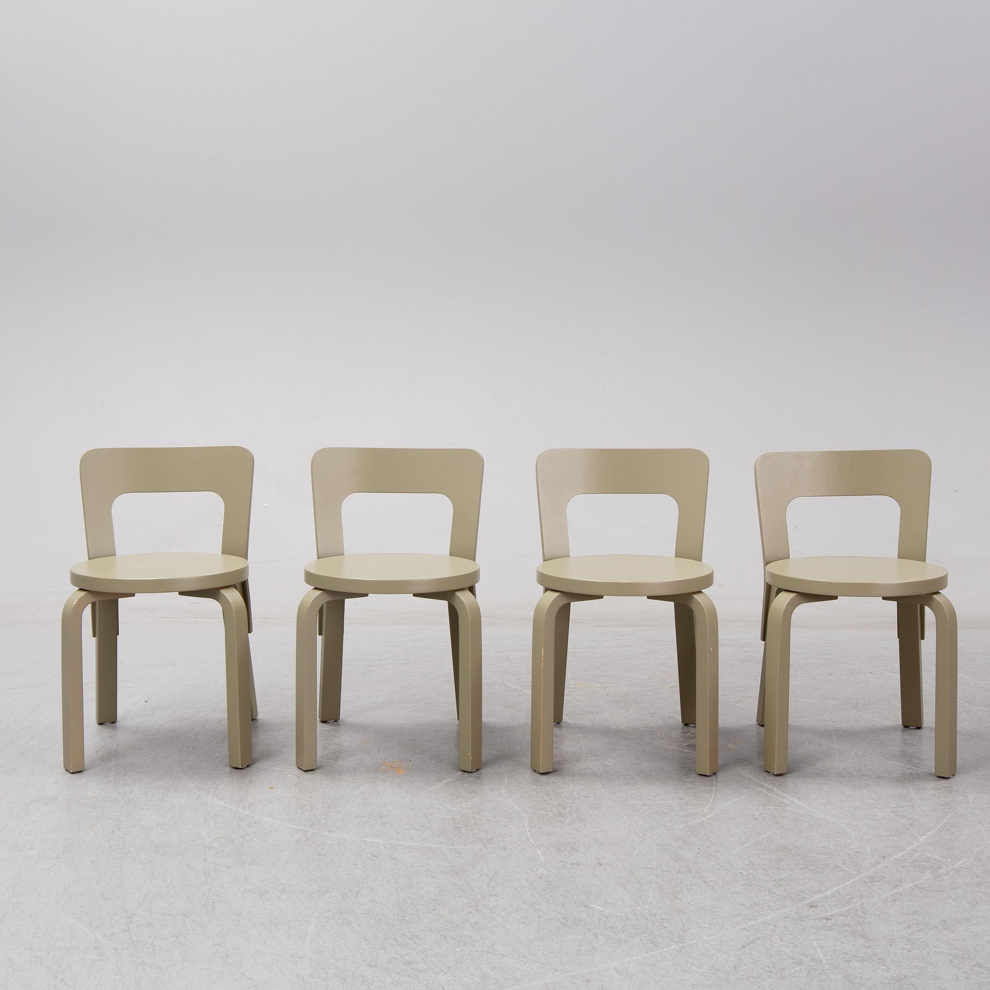 Alvar Aalto/ Note Design Studio, a set of four childen's chairs, Artek, Finland  2017.