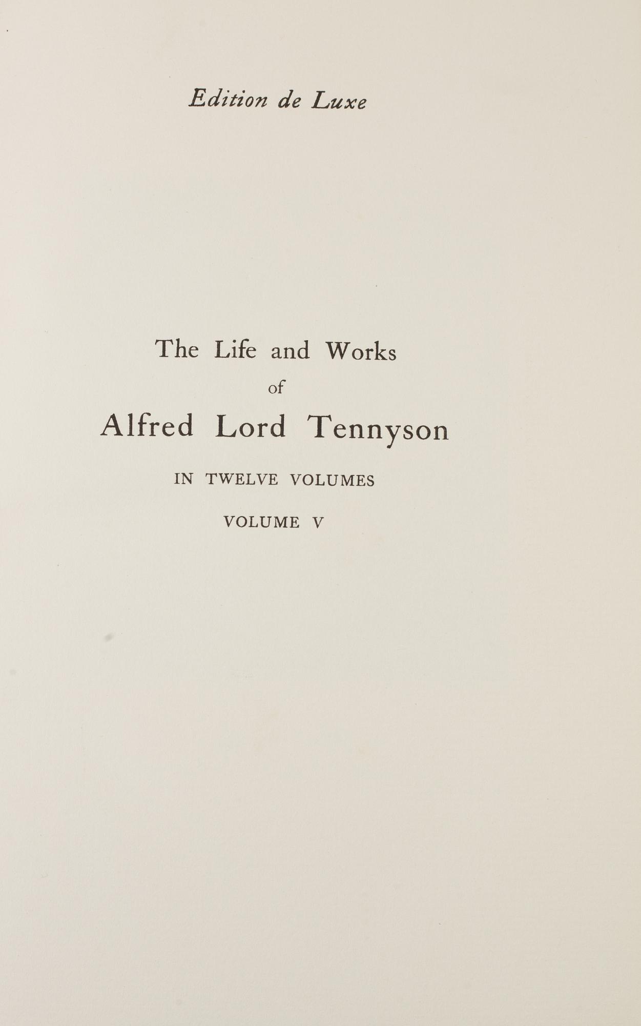 A set of 12 books,  "Life and works of Tennyson", Alfred Lord Tennyson a Memoir by his son. 1898-1899.