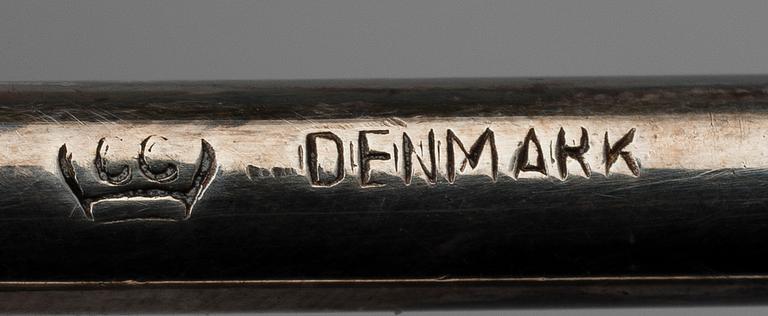 A pair of silver plated candelabra and a candelabrum, FDG, Denmark, mid 20th century.