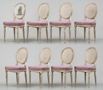 STOLAR, 8 st. Louis XVI-stil, 1800-tal.