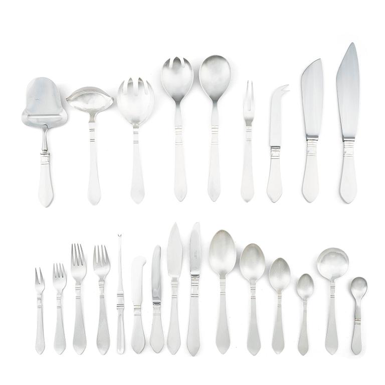 Georg Jensen, a set of 240 pieces of 'Continental' sterling and stainless steel flatware, Copenhagen 1945-77.