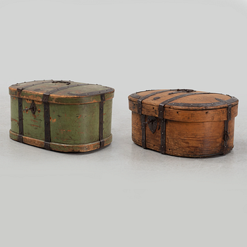 Two pine boxes, 19th Century.