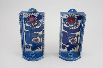 A pair of wall sconces in stoneware, designed by Berte Jessen for Aluminia, Denmark, third quarter of the 20h century.