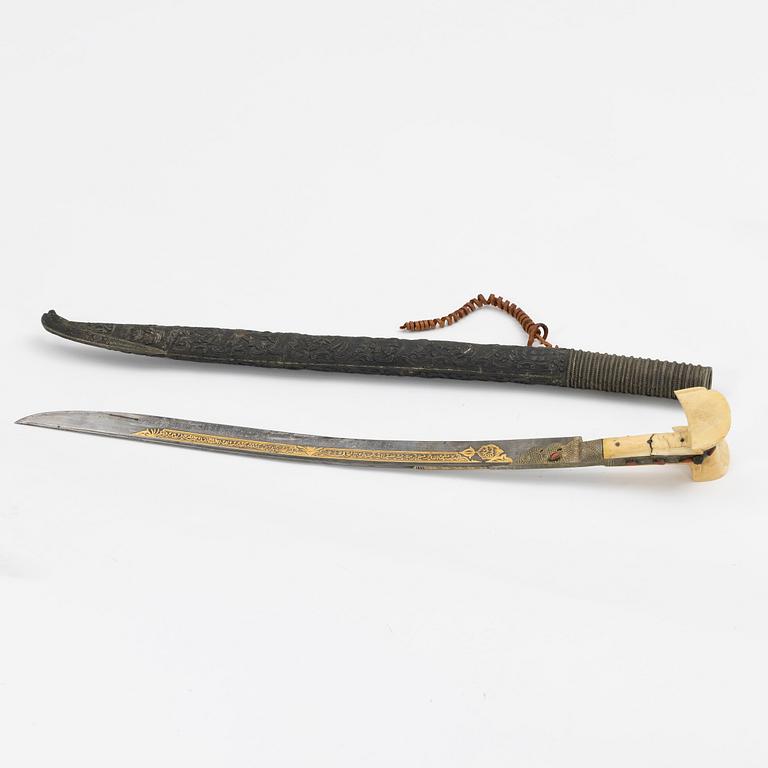 Yataghan, sword with scabbard, Ottoman.