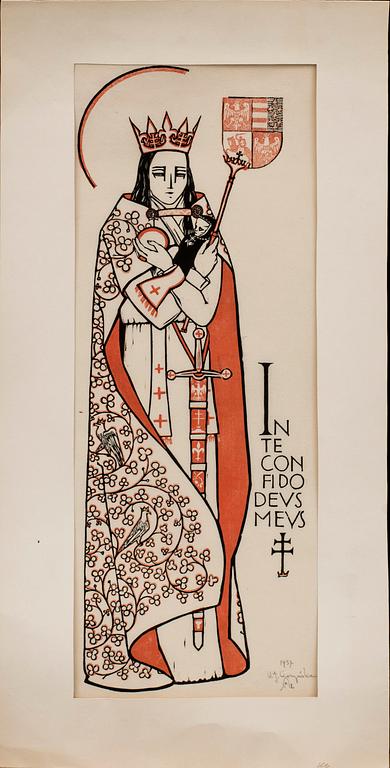 WIKTORIA GORYŃSKA, wood cut, signed.