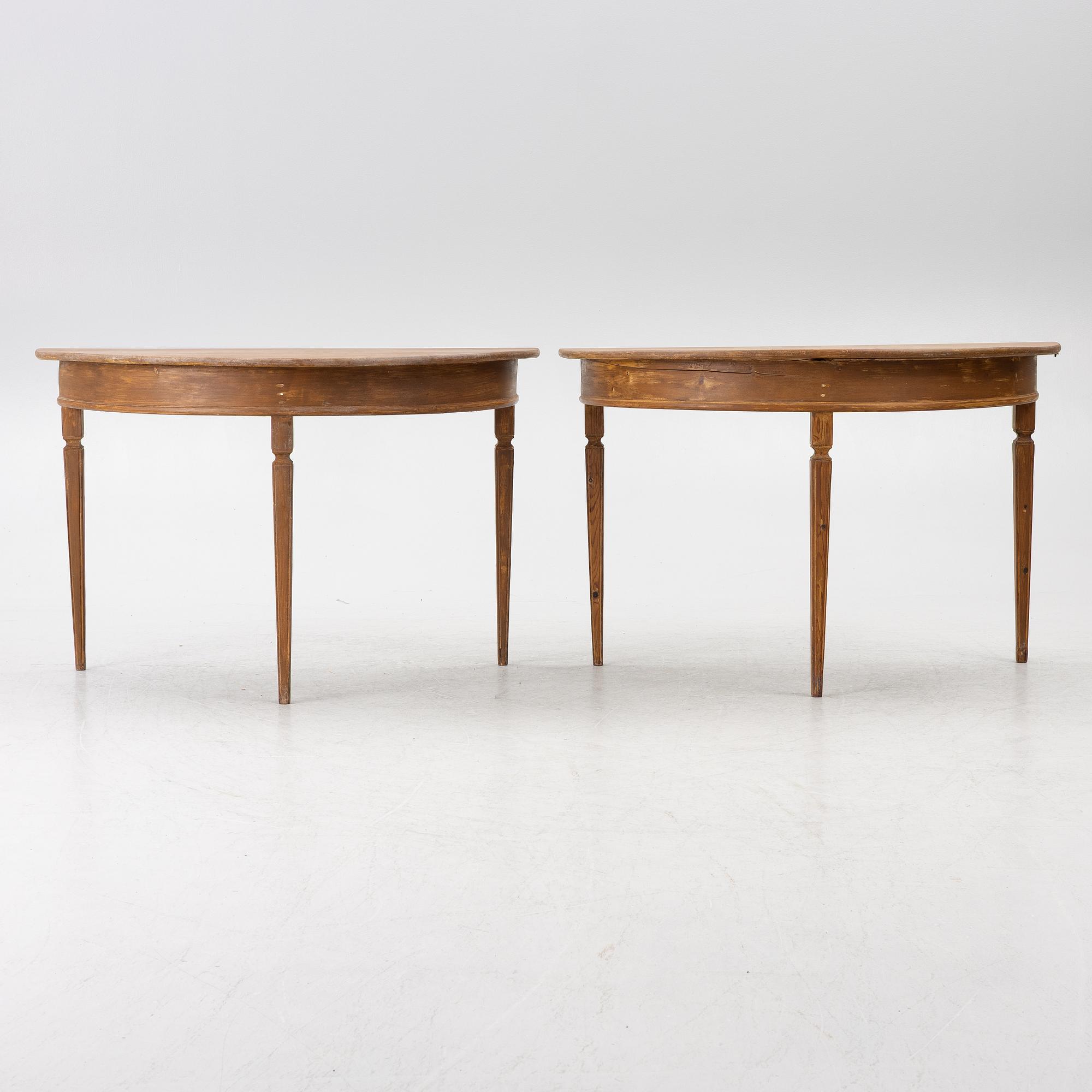 Half-moon cabinet, a pair, 19th century.