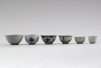 SKÅLAR, 6 delar, porslin, Kina, Ming omkring år 1600.
