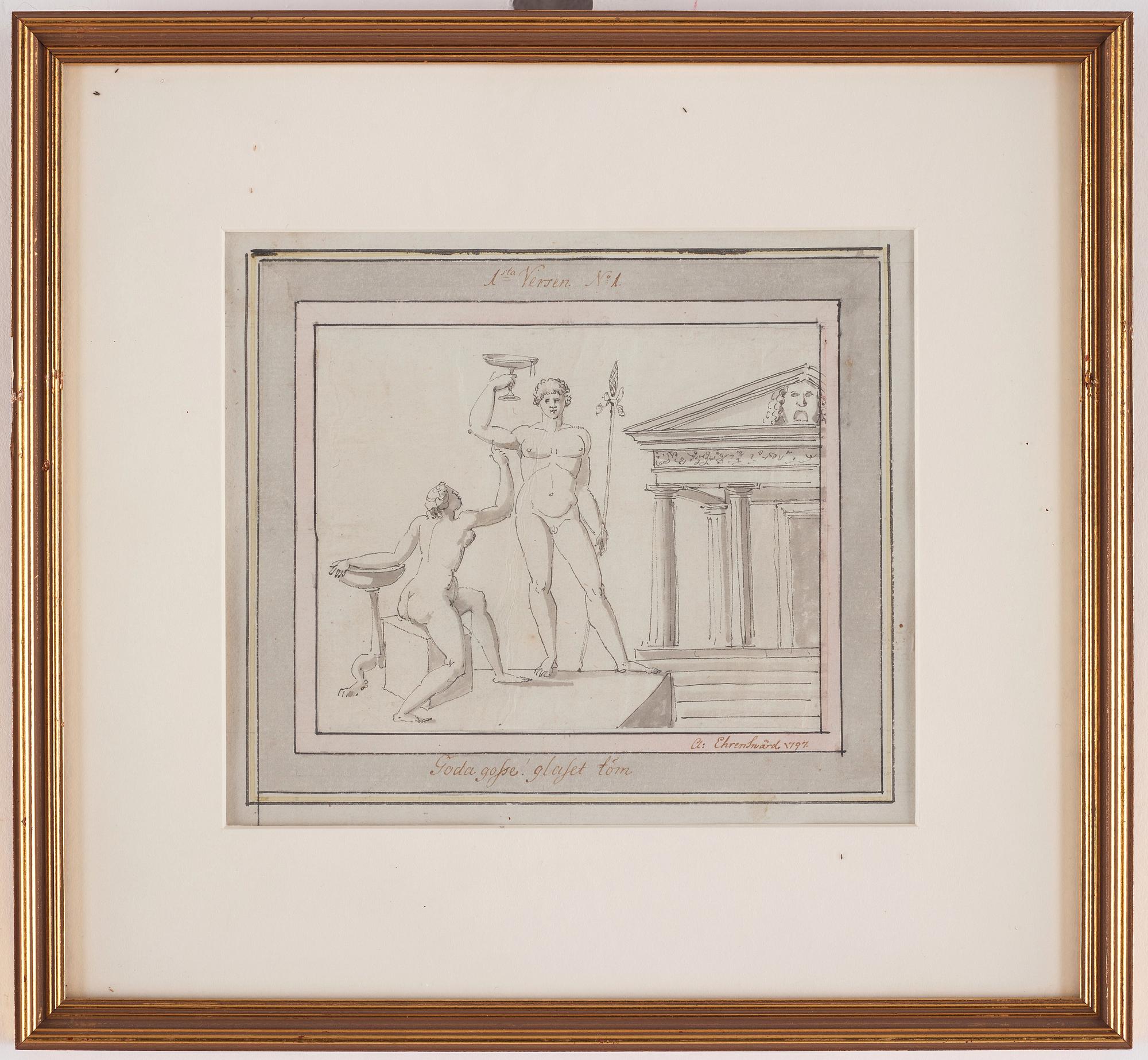 Carl August Ehrensvärd, "Goda gosse, glaset töm". Illustrations for drinking songs, 24.