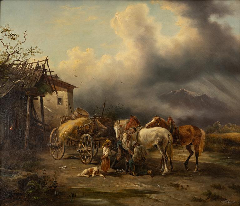 Okänd konstnär, 1800-tal, Hovslagaren.