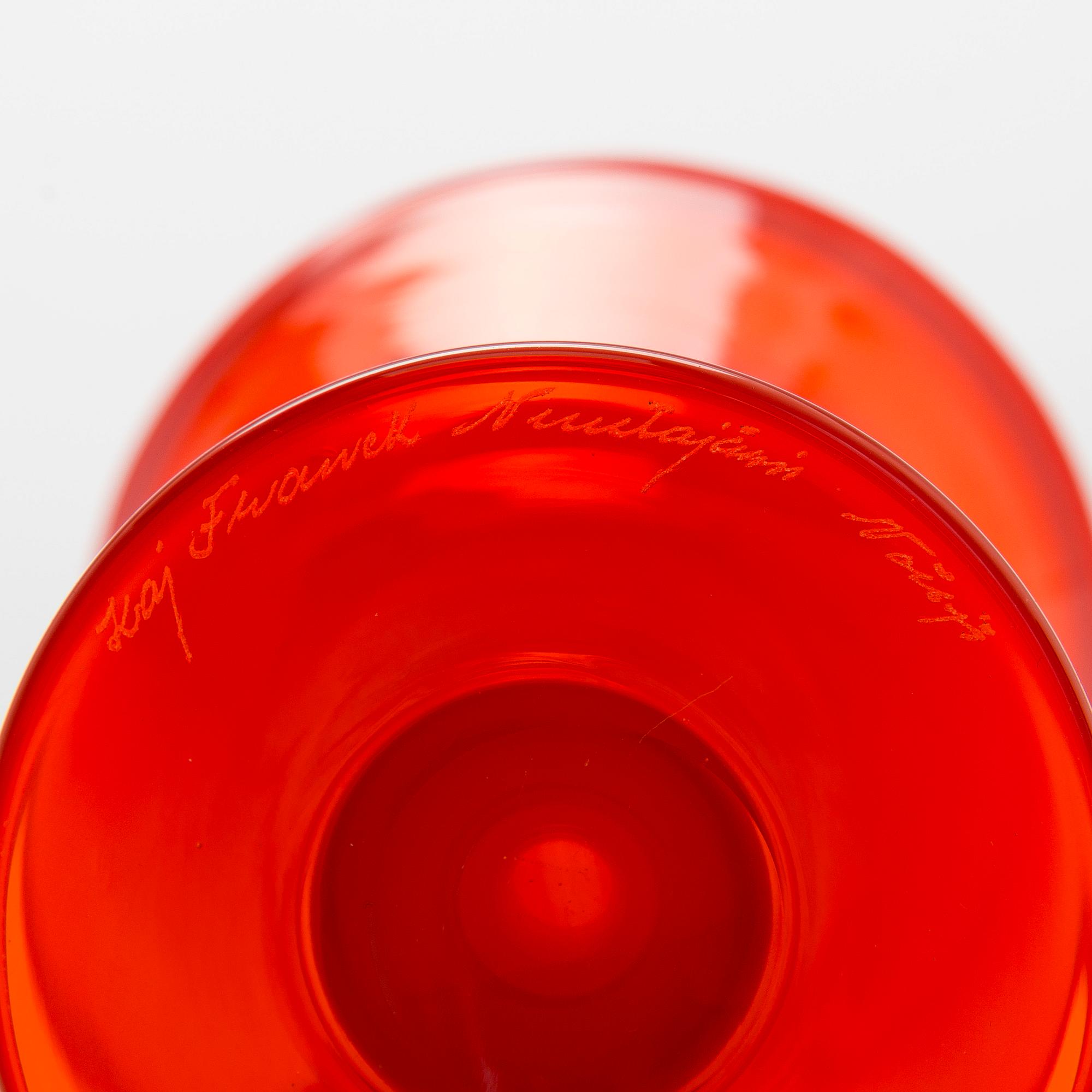 Kaj Franck, pikareita, 2 kpl, "Rosso", signeerattu Kaj Franck Nuutajärvi Notsjö.