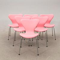 Arne Jacobsen, chairs 6 pcs "The Seven", Fritz Hansen Denmark.