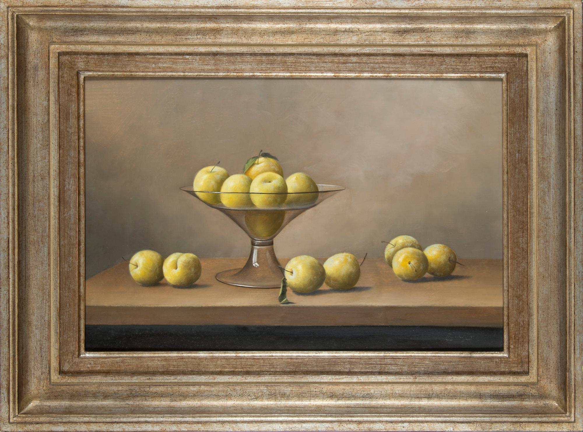 Nadine Lundahl, Nature morte med gula plommon.