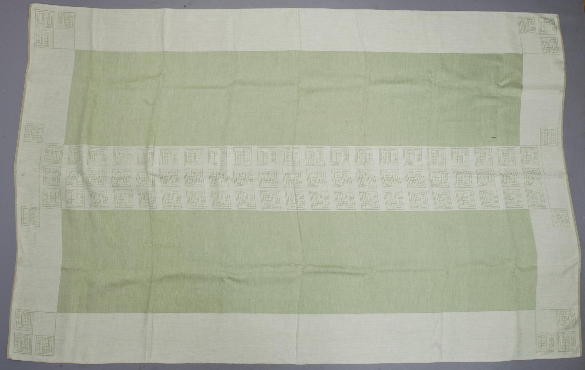 BORDDUK, linnedamast, design Dora Jung, Tampella Oy, 1962-1974. Fabrikens märke TL.
