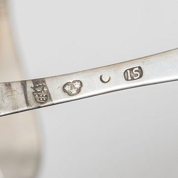 Matskedar, 17 st, silver, mestadels 1800-tal.