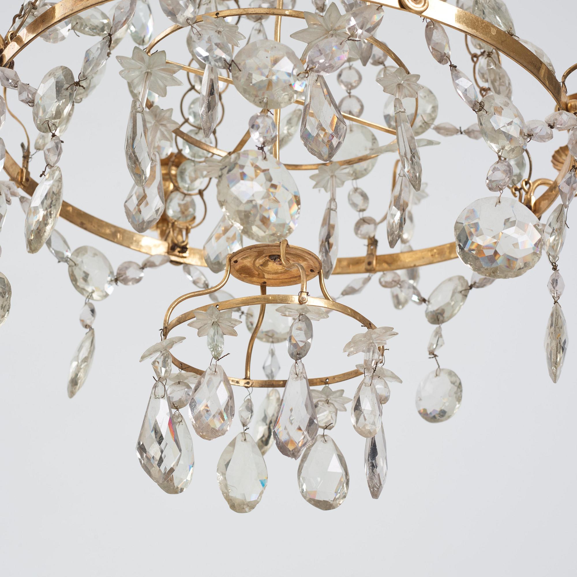 A Gustavian four-light chandelier, by O Westerberg (Stockholm circa 1769-1811), late 18th century.