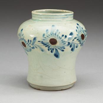 A blue and white and copper red vase, Korea, 19th Century.