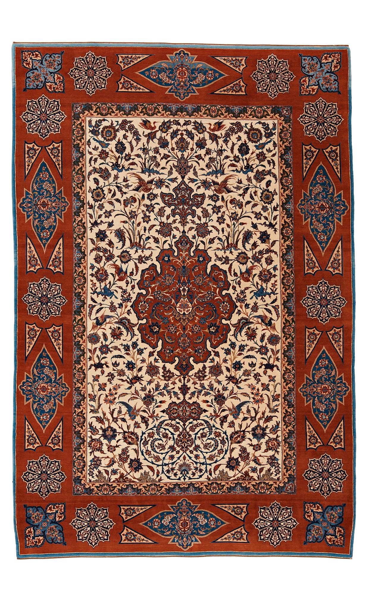 MATTA, semiantik Isfahan, ca 227 x 152,5 cm (samt kortsidorna med ca 1½ respektive ½ cm slätväv).