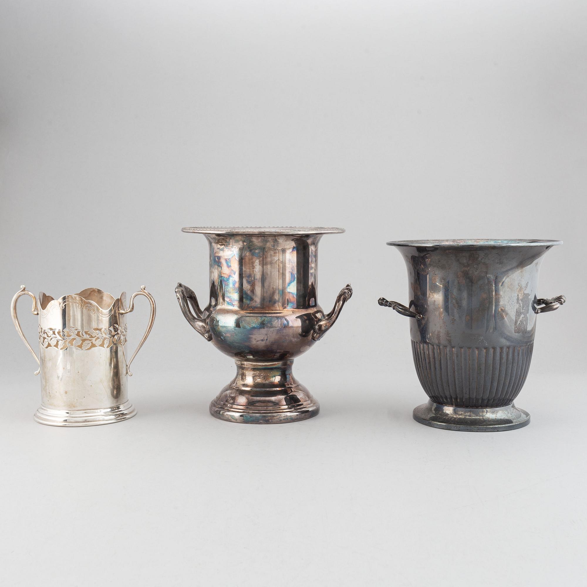 Three epns wine coolers, 20th cemtury.