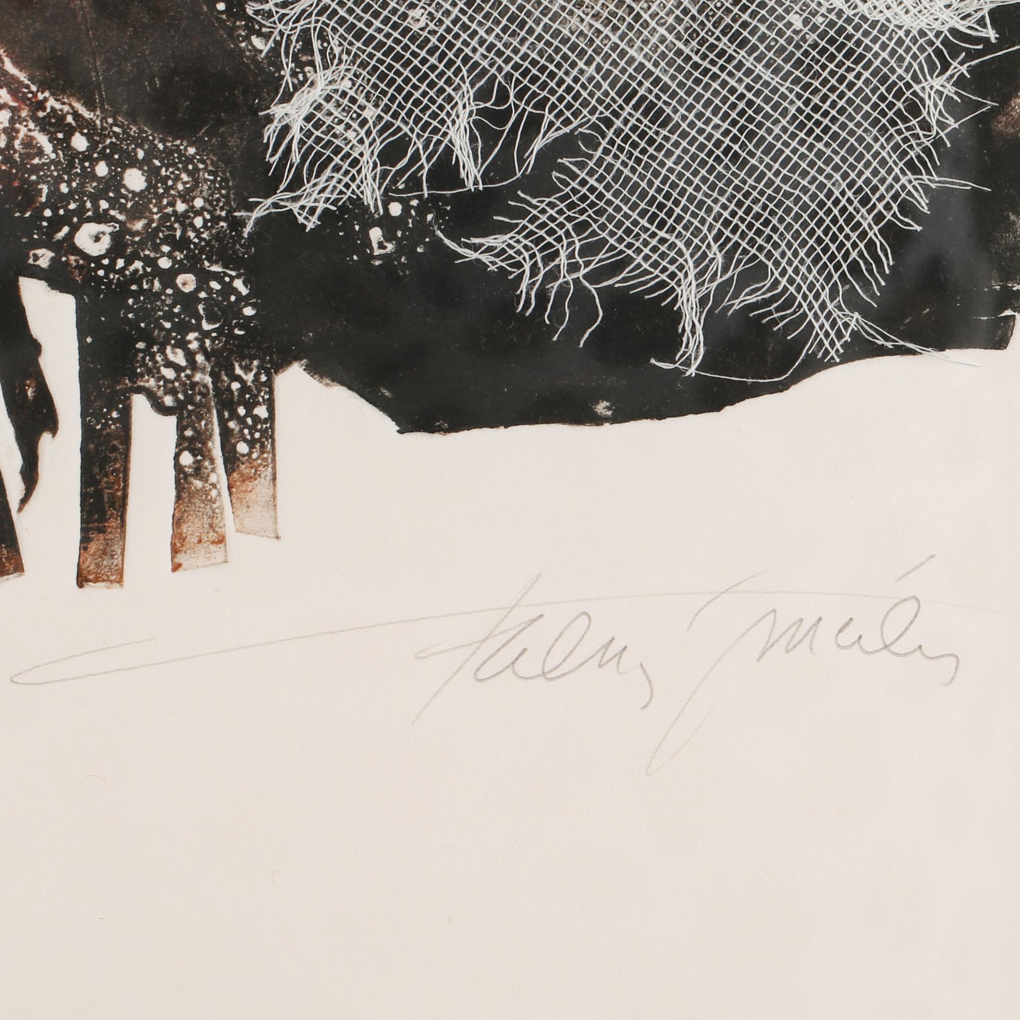 FRANCIS MÉAN, färgetsning/blandteknik, signerad och daterad 14/50.