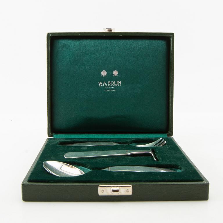 W.A. Bolin, children's cutlery, 3 pieces, silver, Stockholm, 1998.