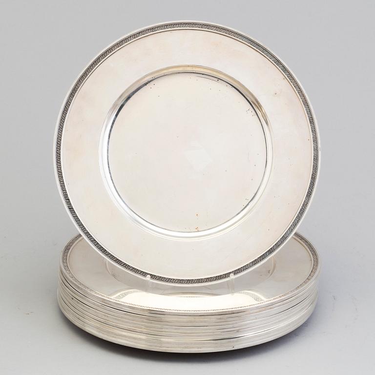 BORGILA, TALLRIKAR, 12 st, sterlingsilver,1970-tal.