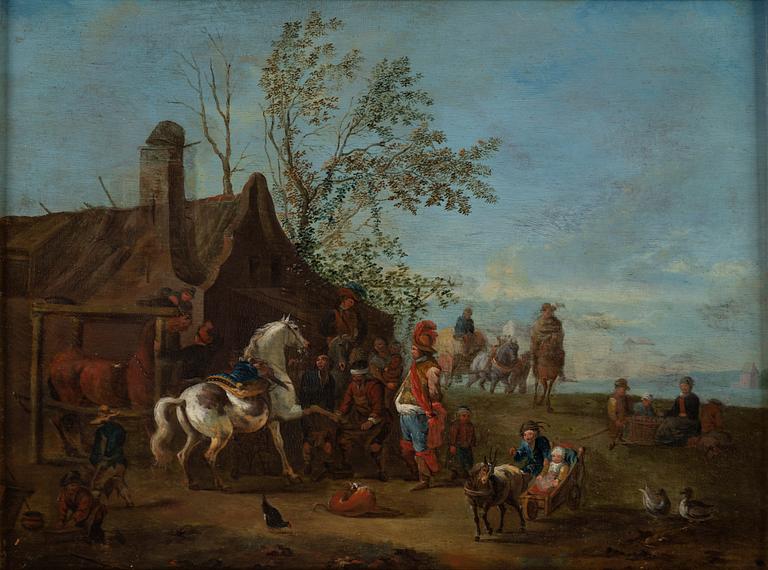 PHILIPS WOUWERMAN, hans efterföljd, 1700-tal, ett par, olja på pannå.