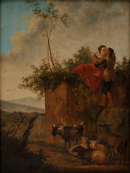 NICHOLAS BERGHEM, hans art. Olja på pannå, 1700/1800-tal.