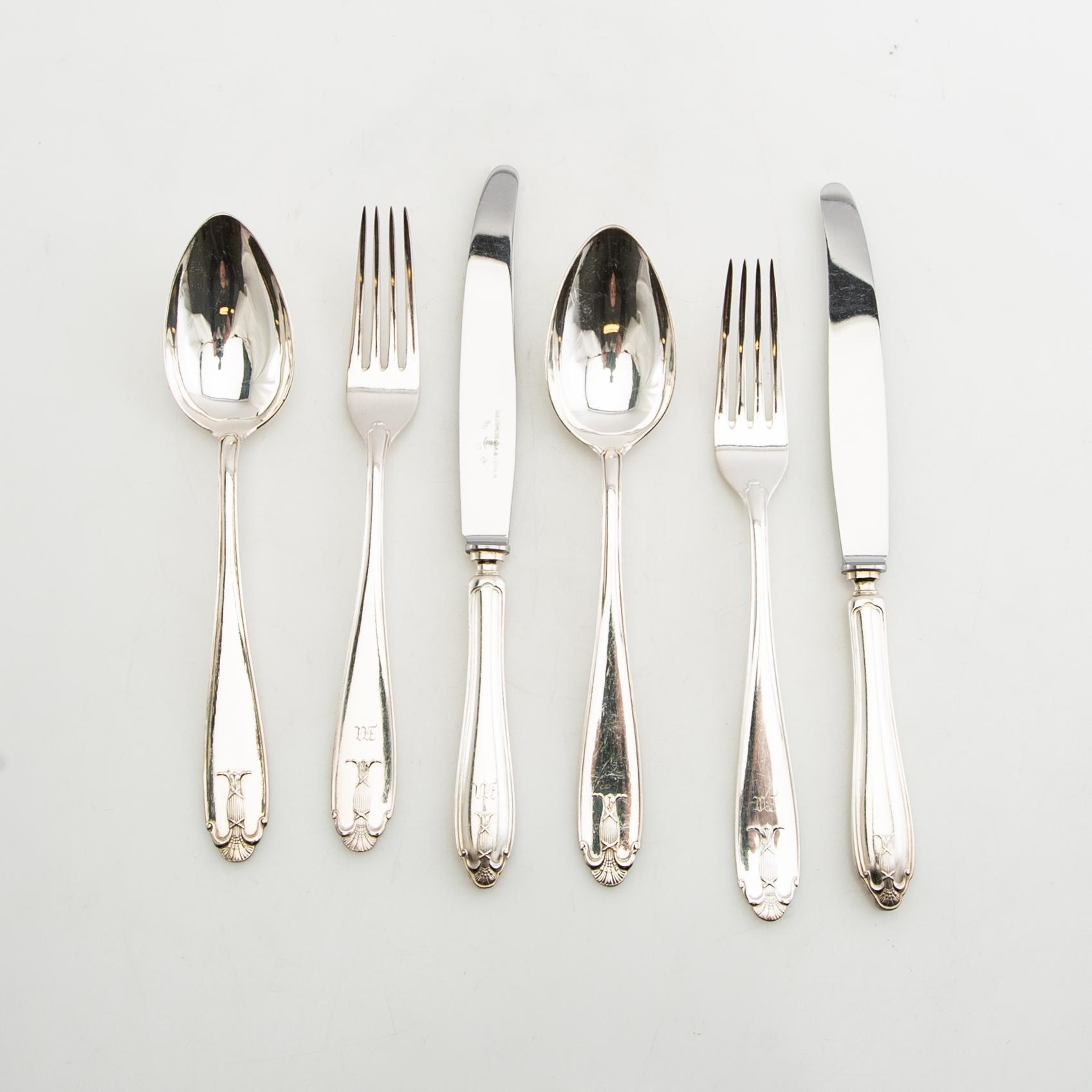 Bestick 36 dlr "Vasa" nysilver 1900-tal.