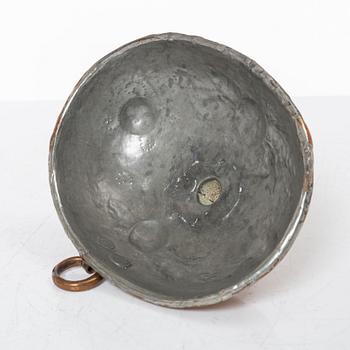 A Swedish copper cauldron and sieve, circa 1800.