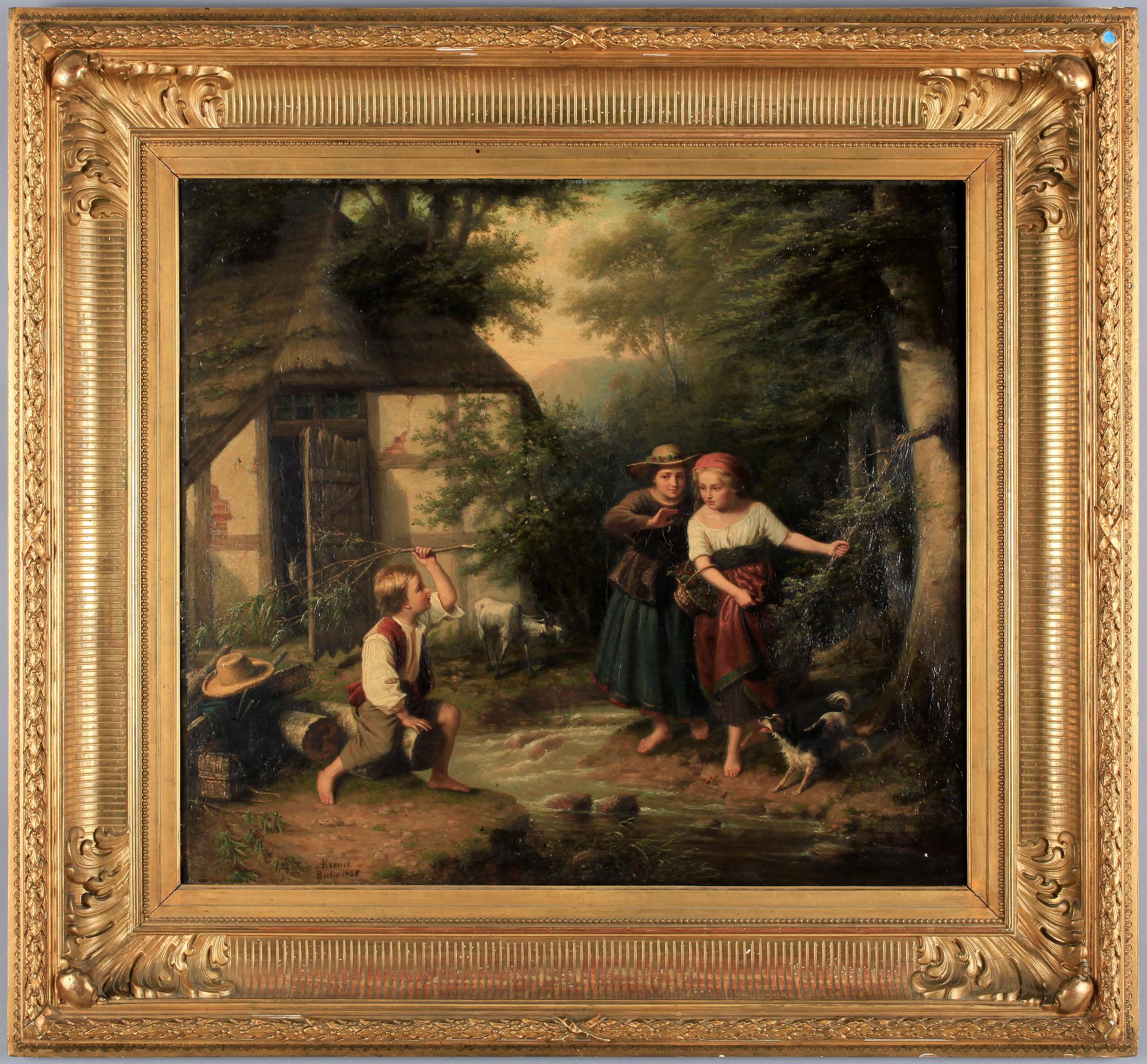 ALBERT FRIEDRICH KORNECK, olja på duk. Sign och dat Berlin 1867.