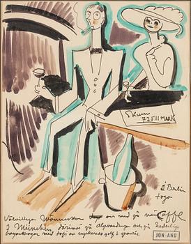 John Jon-And, blandteknik på papper, stämpelsignerad.