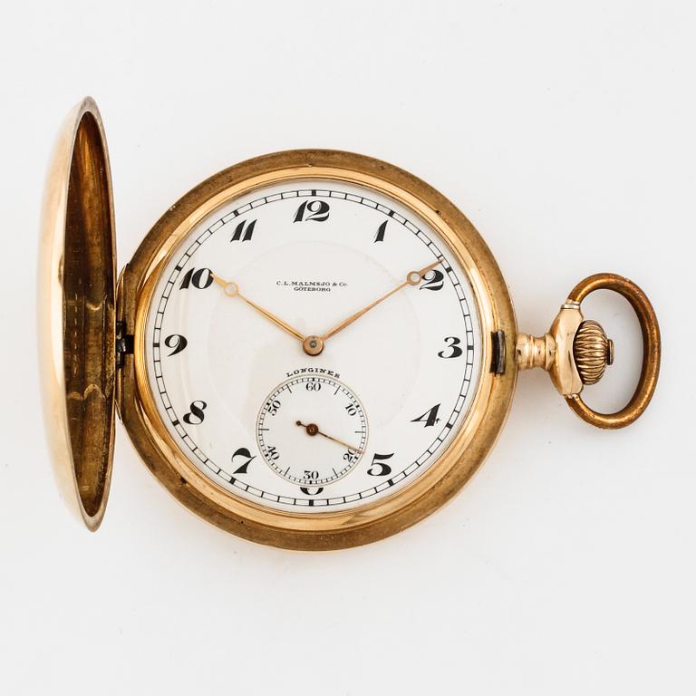 LONGINES, pocket watch, savonette, dial marked "CL Malmsjö & Co Göteborg", 52,5 mm.